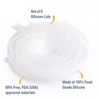Silicone Insta Lids, Durable Reusable Food Save Cover 6 pcs Set